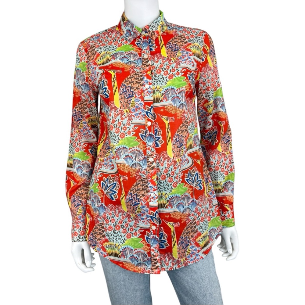 J. McLaughlin 100% Cotton Paisley Button-down Size S A0025